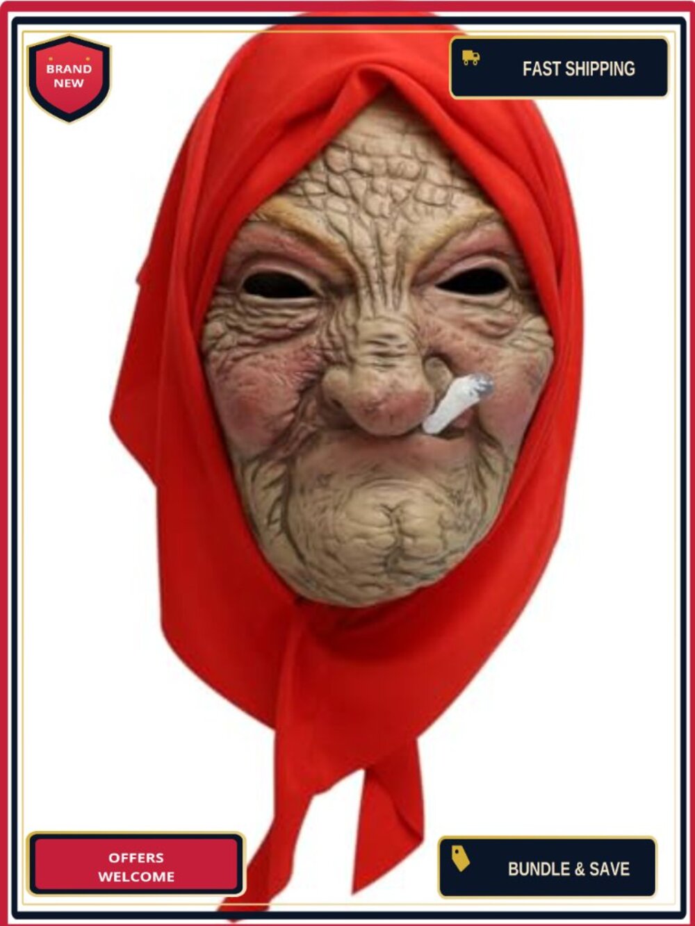 Latex Realistic Old Lady Mask Creepy Granny Halloween Horror Headgear